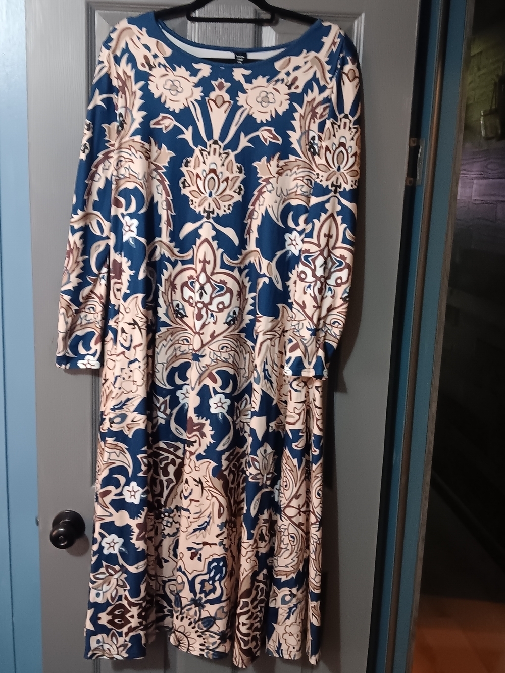 SHEIN Blue and Cream Floral Maxi Dress